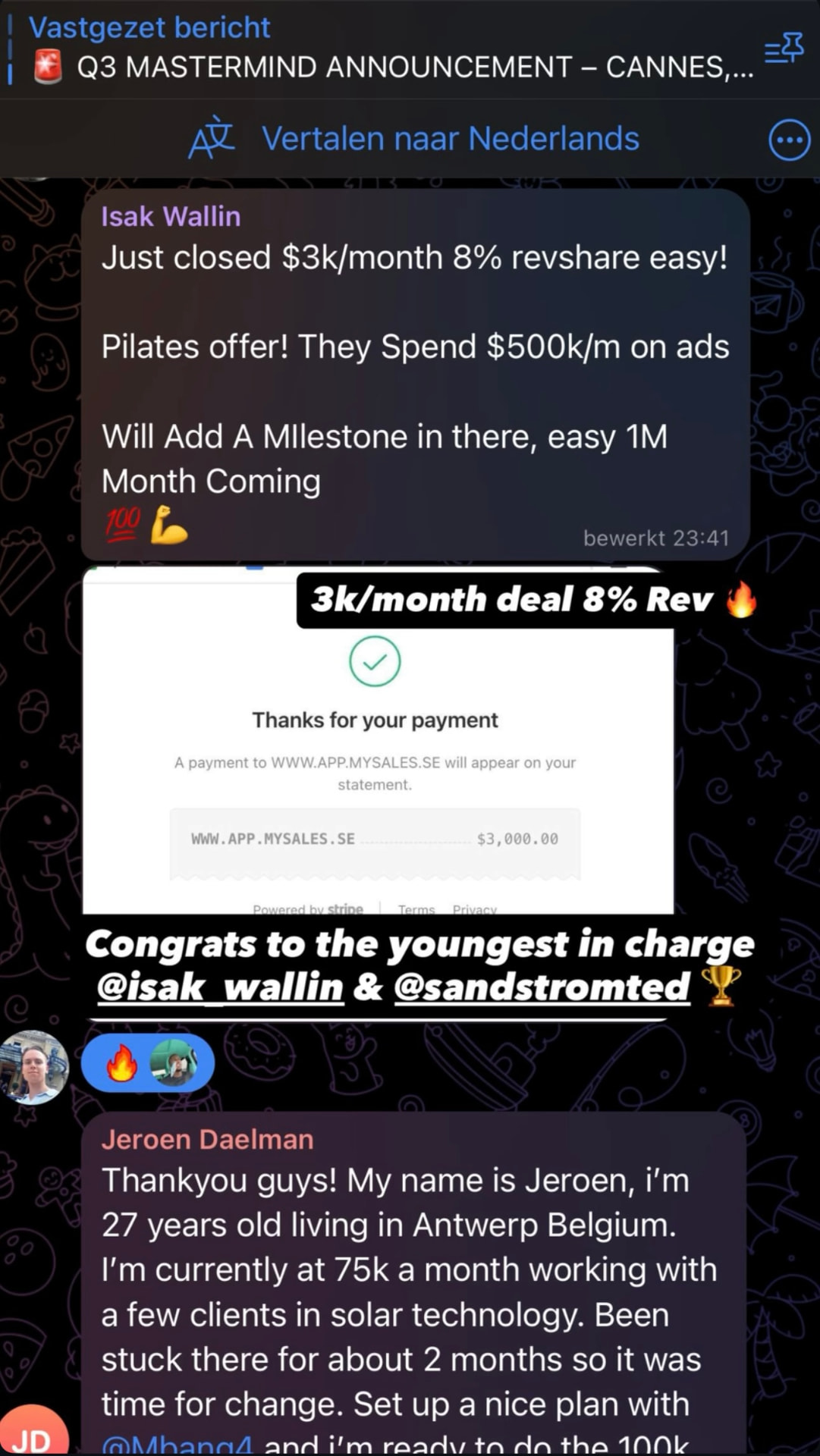 $3k/mo + 8% rev share